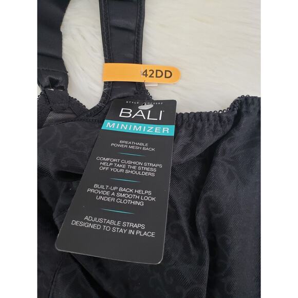 NEW Bali Bra 42DD Solid‎ Black Minimizer Underwire Style DF3562 - Picture 4 of 8